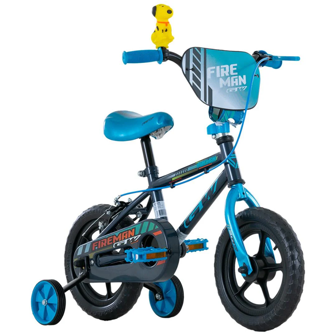 BICICLETA GW RIN 12 FIREMAN INFANTIL GRIS-AZUL – GW – Bicicletas | Ciclo La Paz Barranquilla