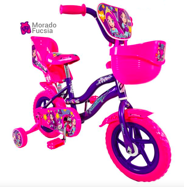 BICICLETA ONTRAIL RIN 12 FANTASY PRINCESS C/CANASTA MORADO - FUCSIA